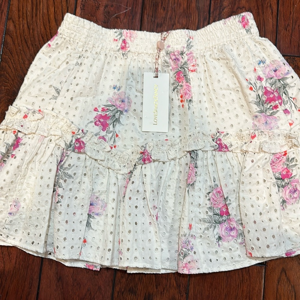 Brand New Love Shack Fancy Eyelet floral skirt! Preppy!